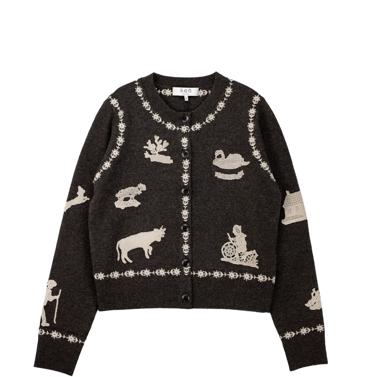 Sea NY MARGEURITE CARDIGAN, Coffee