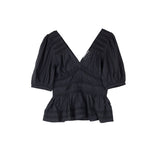 Sea NY NOMI SOLID V-NECK TOP, Black