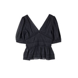 Sea NY NOMI SOLID V-NECK TOP, Black