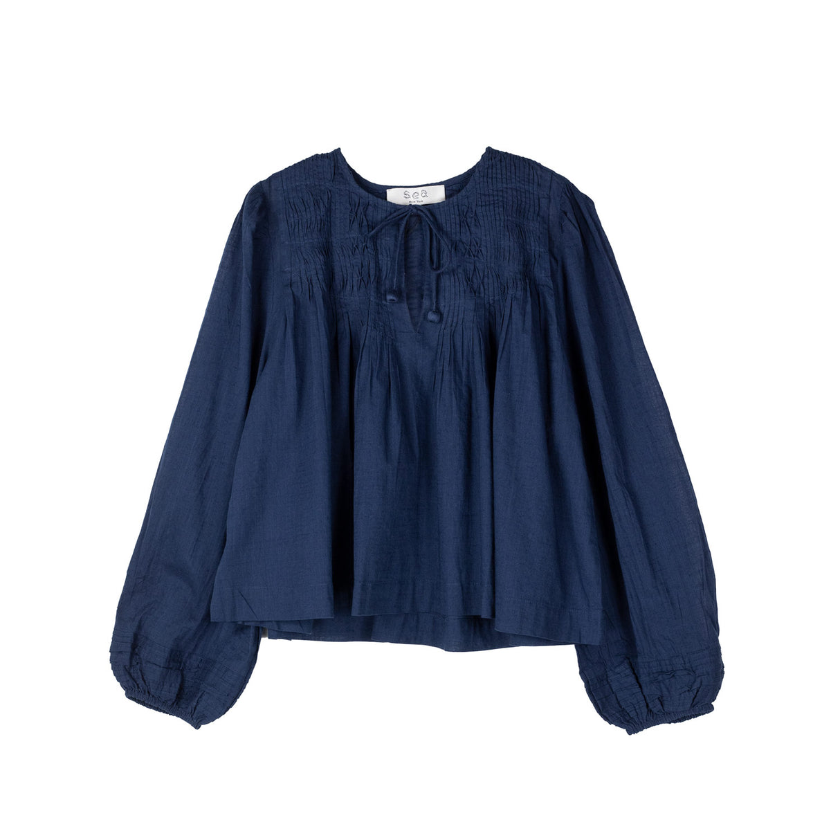 Sea NY MYRA COTTON LONG-SLEEVE TOP, Navy