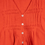 Sea NY ZORA SOLID S/S LV BUTTON DOWN TOP, Chili