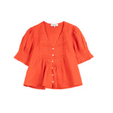 Sea NY ZORA SOLID S/S LV BUTTON DOWN TOP, Chili