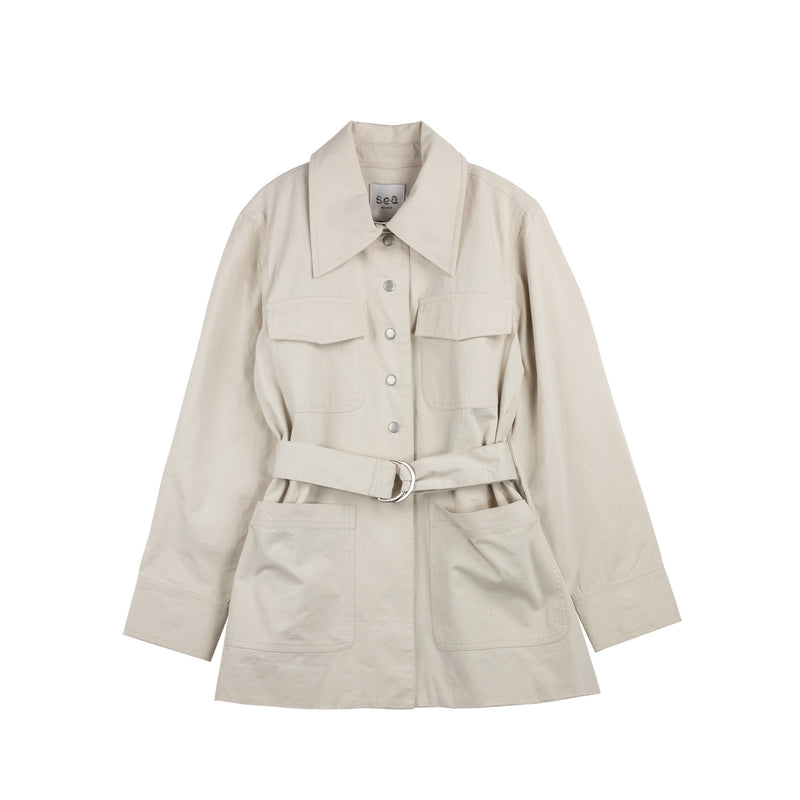 Sea NY ADELE SPORTSWEAR BELTED JACKET, Oat