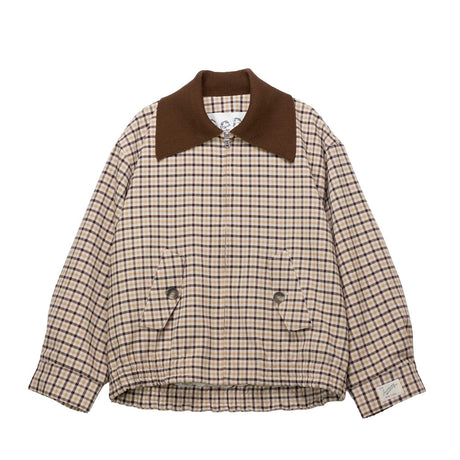 Plaid shirt with brown collar on a white background