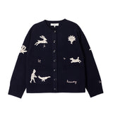 Sea NY MIKA APPLIQUE CARDIGAN, Navy