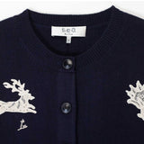 Sea NY MIKA APPLIQUE CARDIGAN, Navy