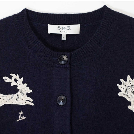 Sea NY MIKA APPLIQUE CARDIGAN, Navy