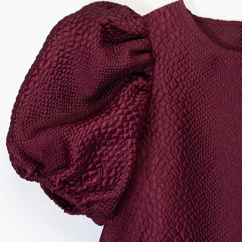 Sea NY FAYETTA EMBOSSED S/S MINI DRESS, Burgundy