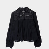 Sea NY DAPHNE LACE L/S TOP, Black