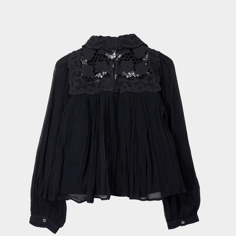 Sea NY DAPHNE LACE L/S TOP, Black