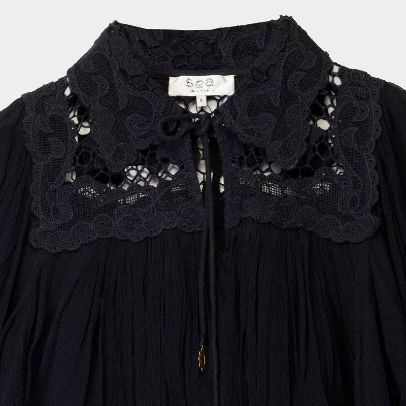Sea NY DAPHNE LACE L/S TOP, Black