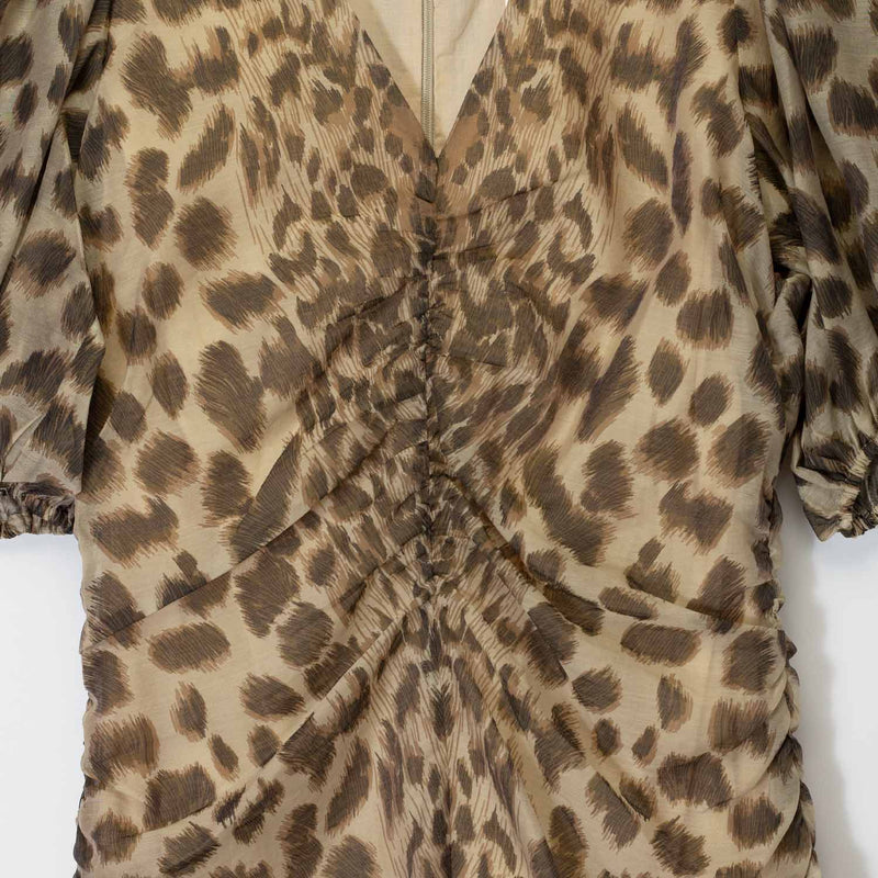 Sea NY CLAUDE PRINT PUFF SLEEVE DRESS, Cream