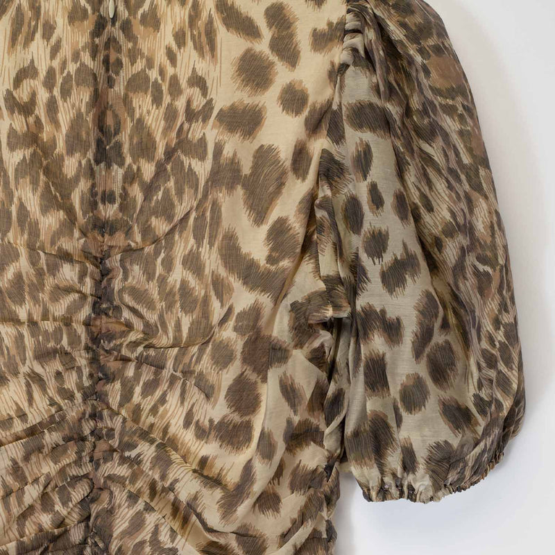 Sea NY CLAUDE PRINT PUFF SLEEVE DRESS, Cream