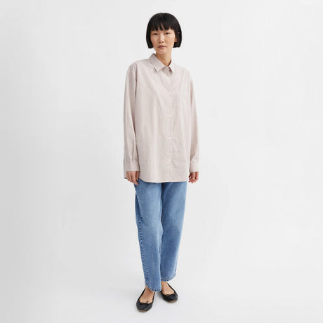 Skall Studio EDGAR SHIRT, Warm Beige/White Stripe