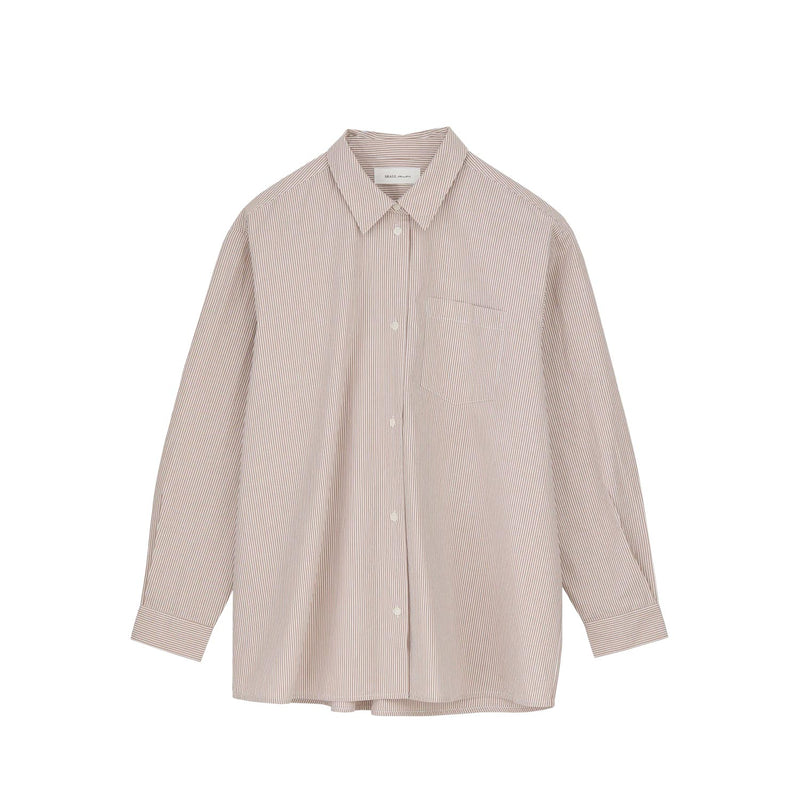 Skall Studio EDGAR SHIRT, Warm Beige/White Stripe