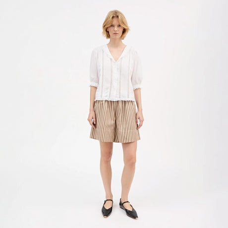Skall Studio VETIVER SHORTS, Brown/Ecru