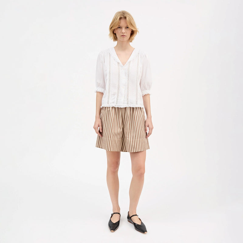Skall Studio VETIVER SHORTS, Brown/Ecru