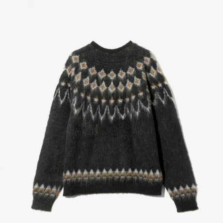South2 West8 MOHAIR CREW NECK SWEATER, Black