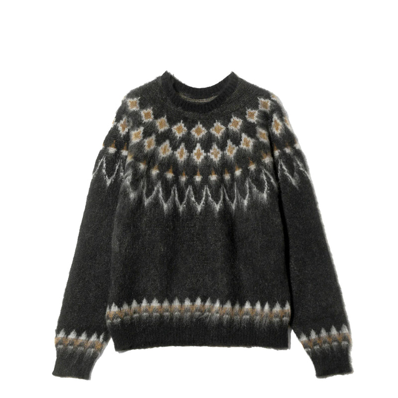 South2 West8 MOHAIR CREW NECK SWEATER, Black