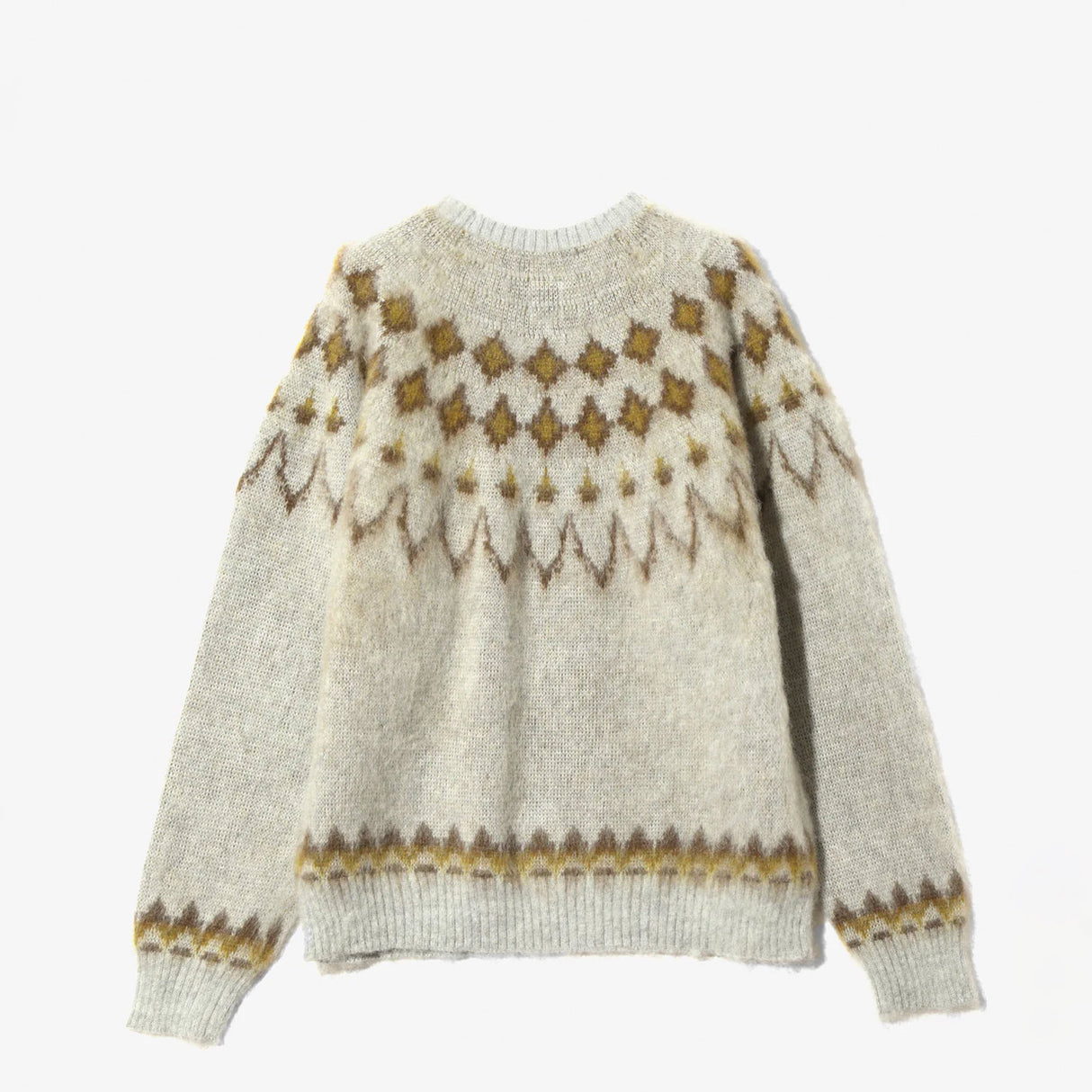 South2 West8 MOHAIR CREW NECK SWEATER, Ice Grey