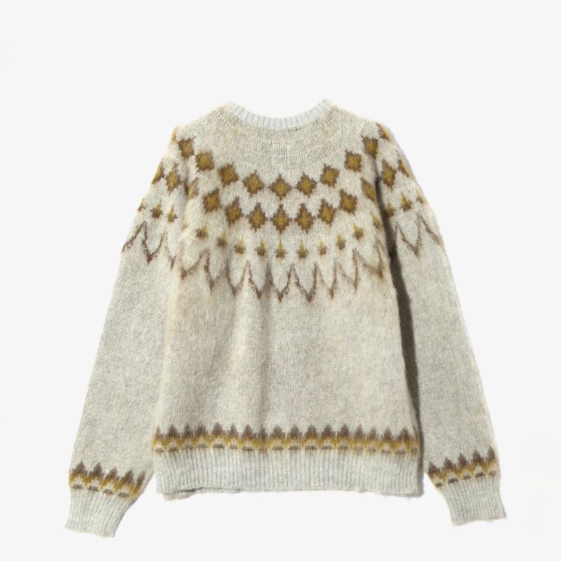 South2 West8 MOHAIR CREW NECK SWEATER, Ice Grey