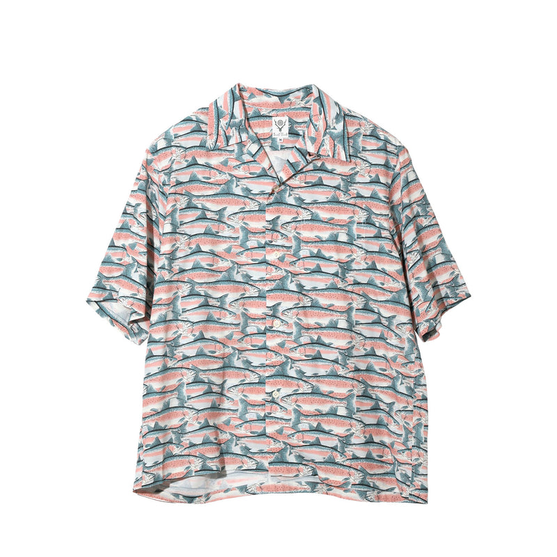 South2 West8 S/S OPEN COLLAR SHIRT, Blue