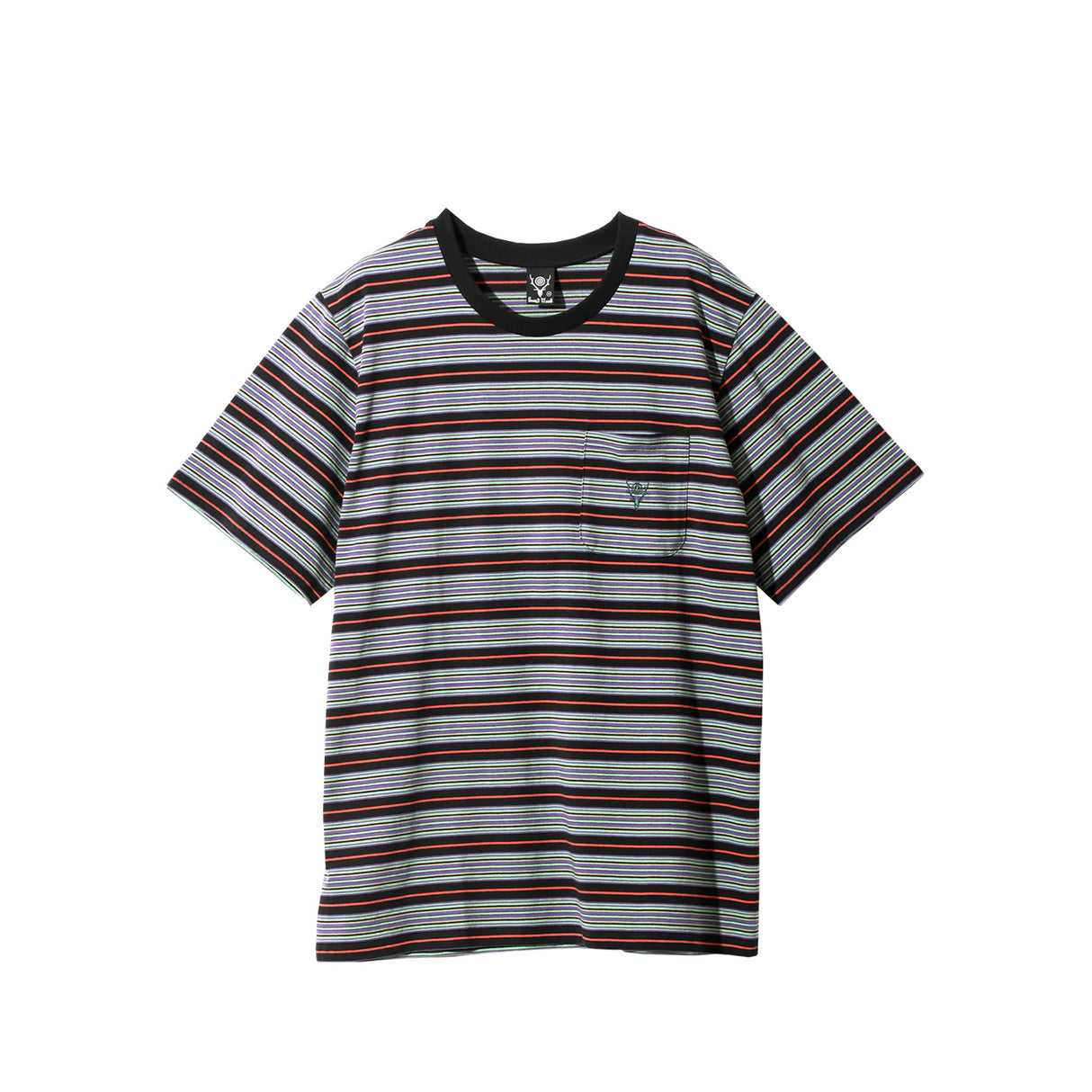 South2 West8 S/S ROUND POCKET TEE, Stripe Black