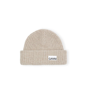 Ganni A4429 STRUCTURED RIB BEANIE, Brazilian Sand - Image 1
