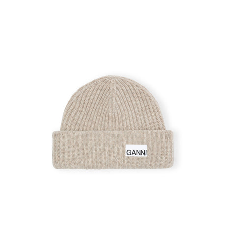 Ganni A4429 STRUCTURED RIB BEANIE, Brazilian Sand - Image 1