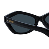 Linda Farrow X Jacquemus BAMBINO SUNGLASSES, Black/Yellow Gold/Grey