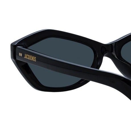Linda Farrow X Jacquemus BAMBINO SUNGLASSES, Black/Yellow Gold/Grey