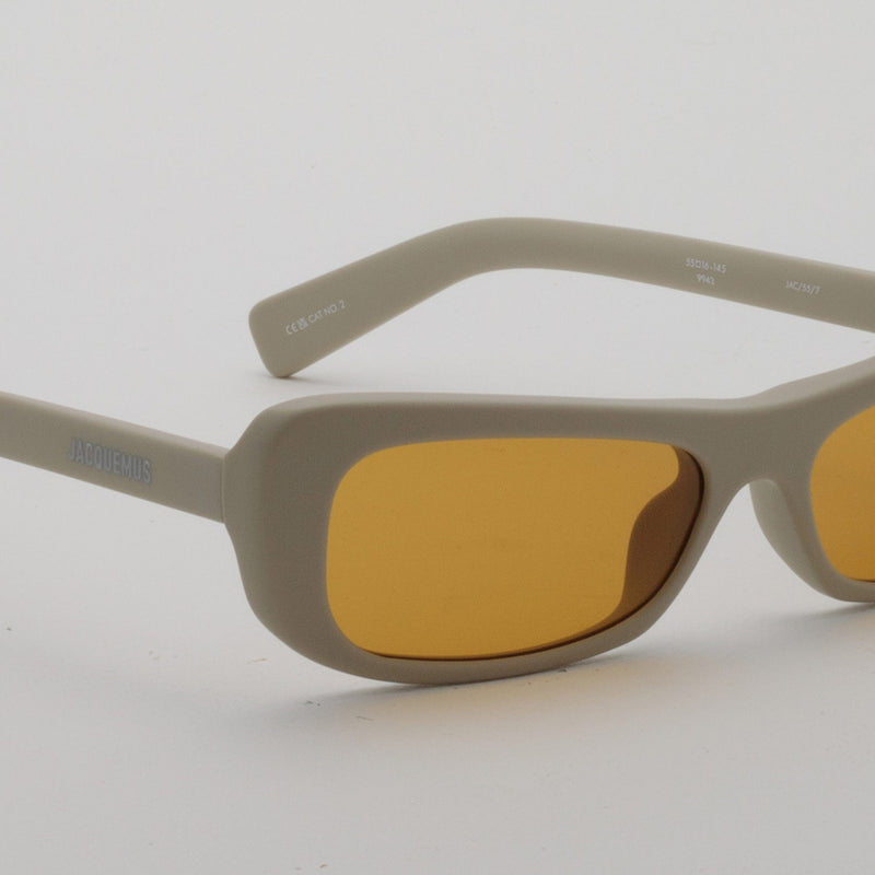 Linda Farrow X Jacquemus CAPRI SUNGLASSES, Putty/Silver/Amber