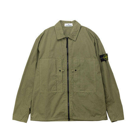 Green jacket with a brand logo on a white background