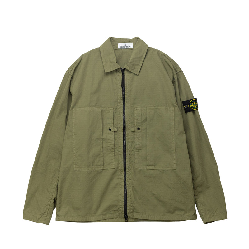 Green jacket with a brand logo on a white background