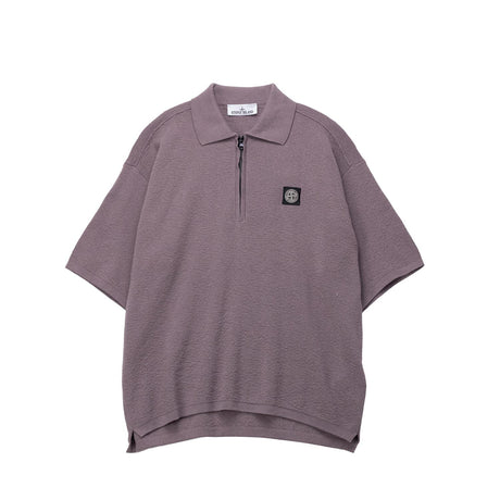 Purple polo shirt with a small logo on a white background