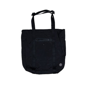 Black tote bag on a white background
