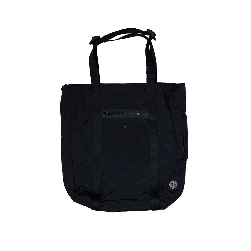 Black tote bag on a white background