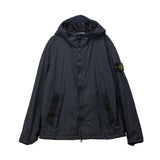 Blue jacket with a hood on a white background