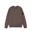 Brown sweatshirt with a logo on the sleeve against a white background