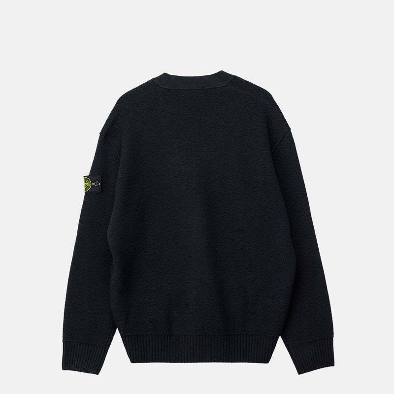 Stone Island 5100010 LOOSE-FIT V-NECK CARDIGAN, Black