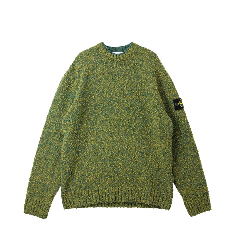 Stone Island SPECKLED WOOL NYLON CREW NECK, Dark Green Melange