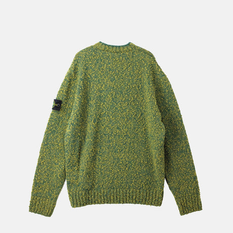 Stone Island SPECKLED WOOL NYLON CREW NECK, Dark Green Melange