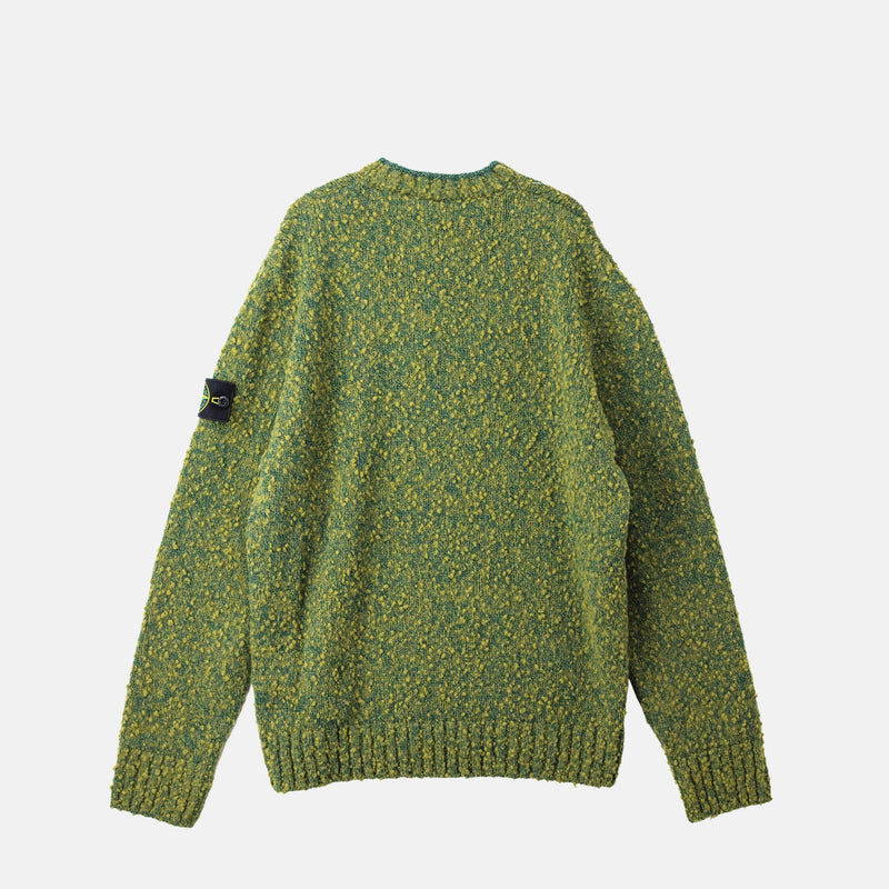 Stone Island SPECKLED WOOL NYLON CREW NECK, Dark Green Melange