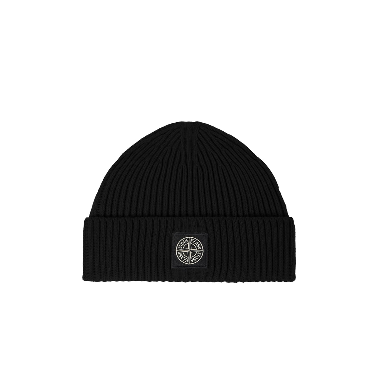 Stone Island N100002 RIBBED KNIT BEANIE, Black