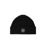 Stone Island N100002 RIBBED KNIT BEANIE, Black