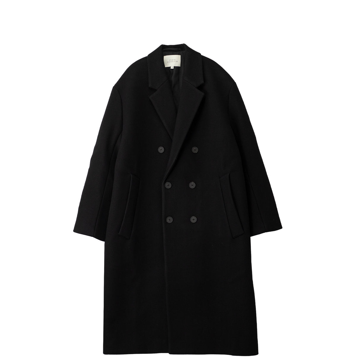 Studio Nicholson DIALL DB OVERCOAT, Black