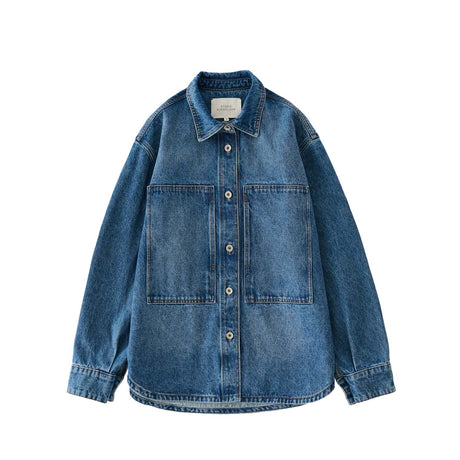 Blue denim shirt on a white background