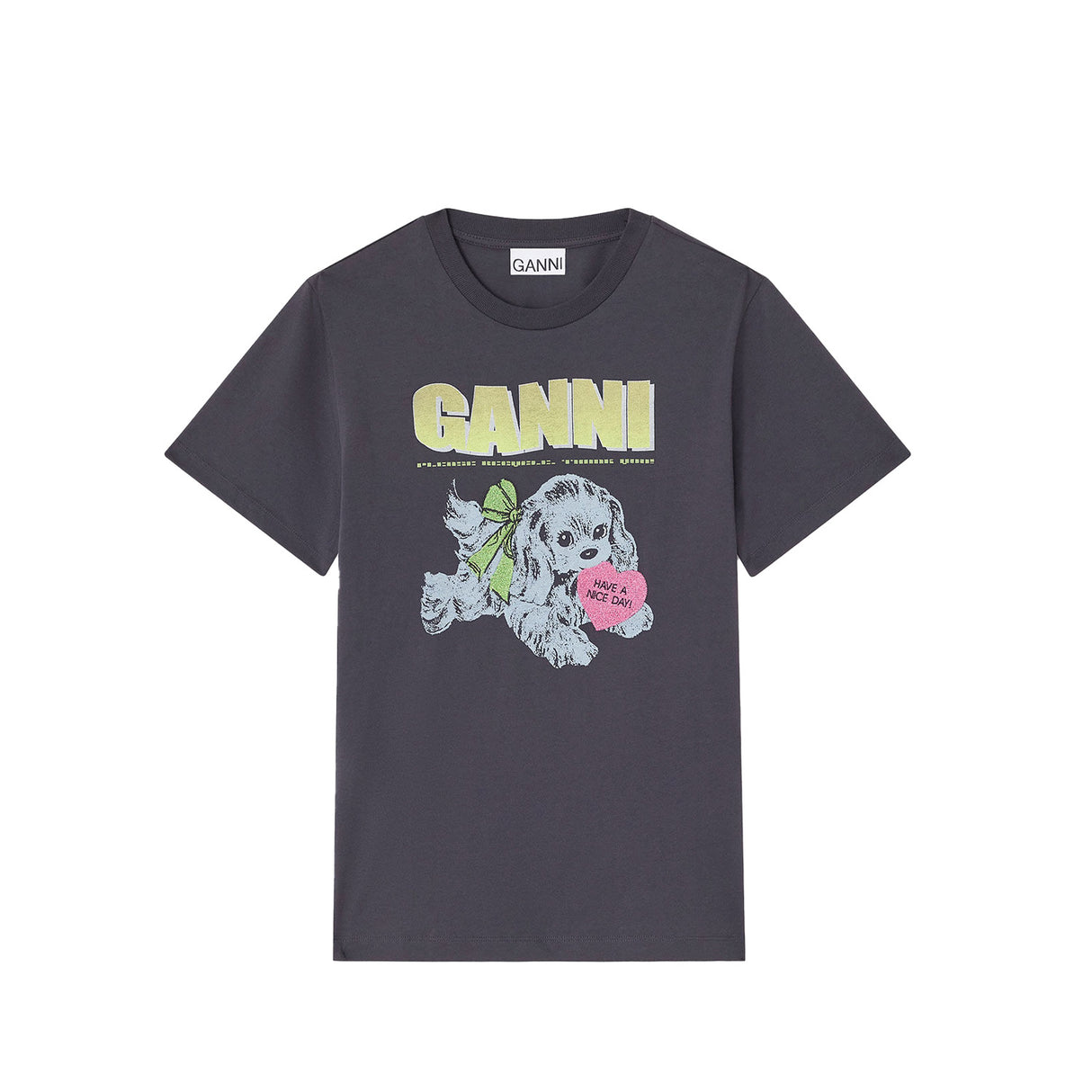 Ganni T4333 NEON PUPPY T-SHIRT, Phantom