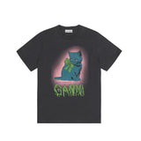 Ganni T4340 NEON KITTY T-SHIRT, Phantom