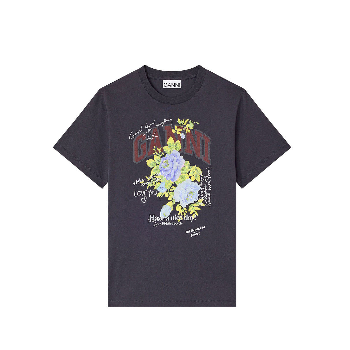 Ganni T4342 ROSE T-SHIRT, Phantom